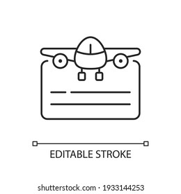 Pilot license chalk linear icon. Process of certification. Flight safety. State regulatory body. Thin line customizable illustration. Contour symbol. Vector isolated outline drawing. Editable stroke