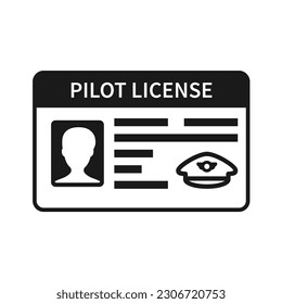 Icono de glifo de licencia piloto. Imagen de cliente aislada en fondo blanco