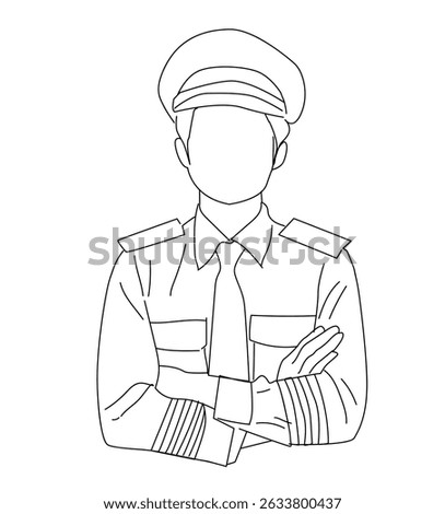 pilot line. One continuous line art drawing illustration of pilot.