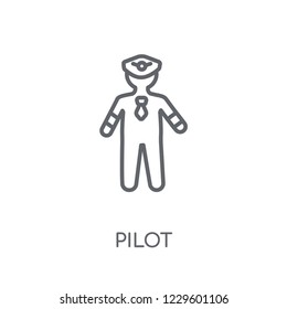 Pilot linear icon. Modern outline Pilot logo concept on white background from Professions collection. Suitable for use on web apps, mobile apps and print media.