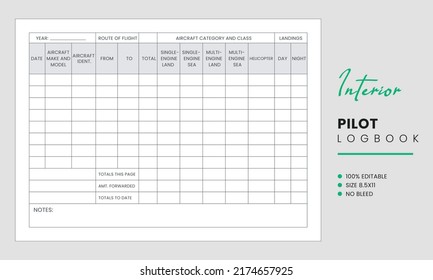 Pilot logbook interior template design