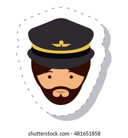 pilot man and cartoon icon. profession worker and occupation theme. Isolated design. Vector illustration