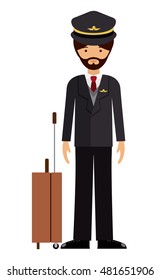pilot man and cartoon icon. profession worker and occupation theme. Isolated design. Vector illustration