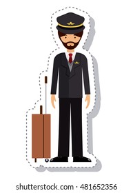 pilot man and cartoon icon. profession worker and occupation theme. Isolated design. Vector illustration