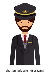 pilot man and cartoon icon. profession worker and occupation theme. Isolated design. Vector illustration