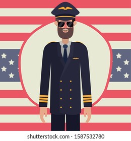 Pilot man design, Labor day usa america september national holiday and celebration theme Vector illustration