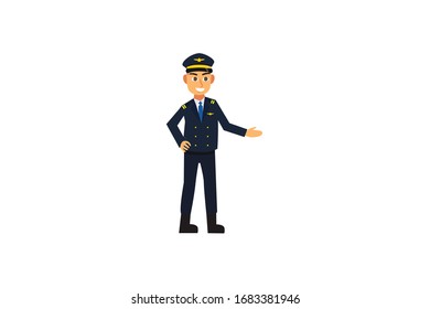 Pilot Man Profession Vector Illustration