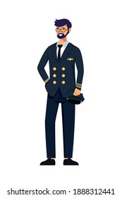 pilot man professions avatar character vector illustration design