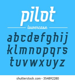 Pilot, modern Aviator font lowercase letters. Vector illustration.