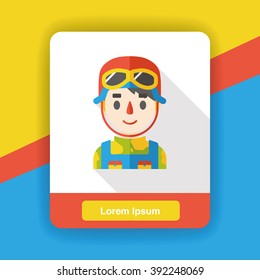 pilot occupation character flat icon