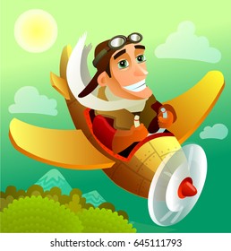 Pilot on the plane.