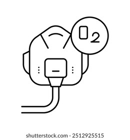 piloto oxigênio máscara facial vetor de linha ícone. piloto oxigênio máscara facial sinal. isolado contorno símbolo ilustração preta