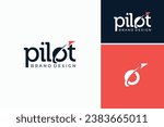 Pilot Paper Plane word mark letter O logotype lettering typography for Airplane Flight Airline Aircraft Aviation logo design