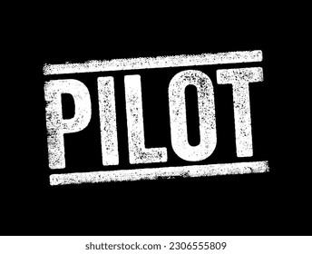 Pilot - a person who operates the flying controls of an aircraft, text concept stamp