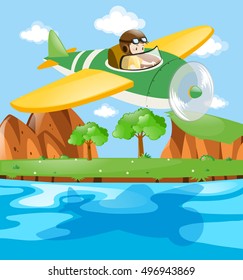 Pilot in plane over water