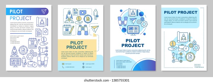 Pilot project brochure template layout. Startup. MVP. Flyer, booklet, leaflet print design with linear illustrations. Vector page layouts for magazines, annual reports, advertising posters