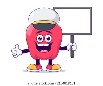 Pilot red bell pepper cartoon mascot character vector illustration design