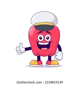 Pilot red bell pepper cartoon mascot character vector illustration design