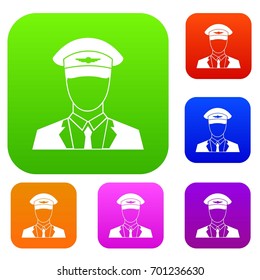 Pilot set icon in different colors isolated vector illustration. Premium collection