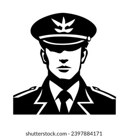 Pilot silhouette. Male pilot black icon on white background