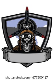 pilot skull badge design