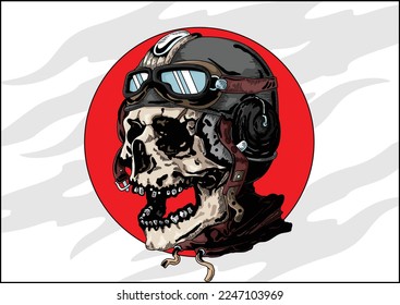 pilot skull head vector illustration