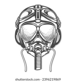 pilot skull with helmet and sunglass and musk vector design.