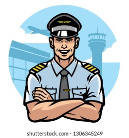 pilot smiling and crossing the arms