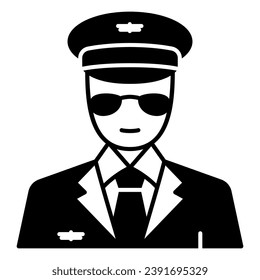 Pilot solid icon, airlines concept, pilot vector sign on white background, pilot glyph style for mobile concept and web design. Vector graphics