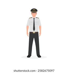 Pilot standing flat Vector illustration
