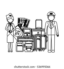 Pilot stewardess and baggage design