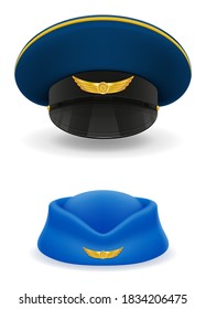 pilot and stewardess hat for passenger airlines vector illustration isolated on white background