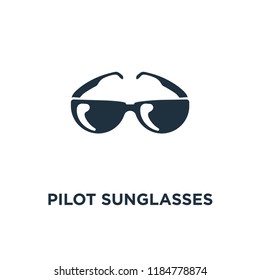 Pilot Sunglasses icon. Black filled vector illustration. Pilot Sunglasses symbol on white background. Can be used in web and mobile.