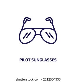icono de gafas de sol piloto de la colección de ropa. Gafas de sol lineales delgadas, gafas de sol, ícono de contorno del aviador aislado sobre fondo blanco. Signo de gafas de sol de piloto vector de línea, símbolo para web y móvil