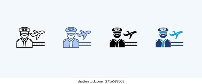 Treinamento do piloto - Vetor de ilustração de múltiplos ícones