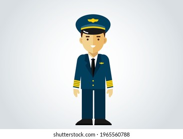 Pilot in uniform, aviation in isolated background 