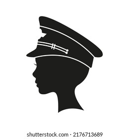 Pilot in uniform caps. Side view pilot cap vector illustration