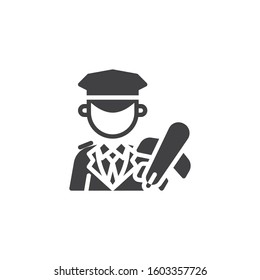 Pilot uniform and plane vector icon. filled flat sign for mobile concept and web design. Aviation worker and airplane glyph icon. Symbol, logo illustration. Vector graphics