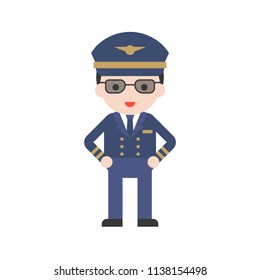 Pilot in uniform, Set Profession character of people in uniform, flat design