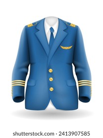 pilot uniform suit work clothes vector illustration isolated on white background