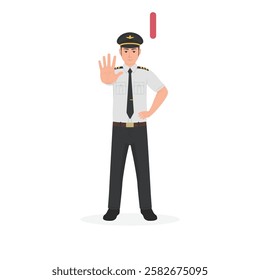 Pilot using a hand sign to stop Vector illustration