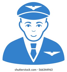 Pilot vector icon. Flat cobalt symbol. Pictogram is isolated on a white background. Designed for web and software interfaces.