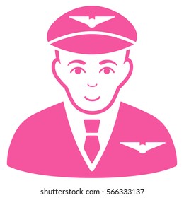 Pilot vector icon. Flat pink symbol. Pictogram is isolated on a white background. Designed for web and software interfaces.