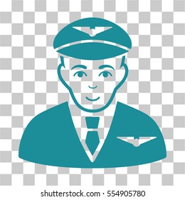 Pilot vector pictogram. Illustration style is flat iconic soft blue symbol on a chess transparent background.