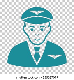 Pilot vector pictograph. Illustration style is flat iconic soft blue symbol on a chess transparent background.