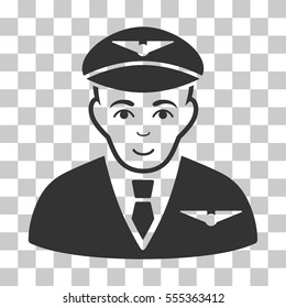 Pilot vector pictograph. Illustration style is flat iconic gray symbol on a chess transparent background.