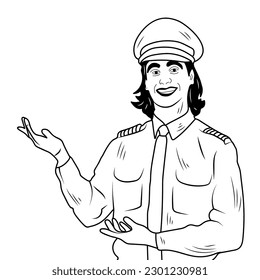 Pilot Vector Stock Illustration, Pilot Line Art