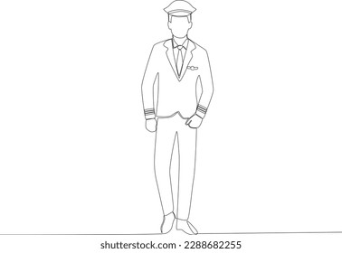 A pilot walked towards the plane. Pilot and plane one-line drawing