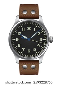 Pilot watch WW2 1941 Beobachtung-Uhren  B-Uhren Flieger Type-A on brown leather strap