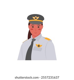 Pilot, Women Career Flat Vector Illustration